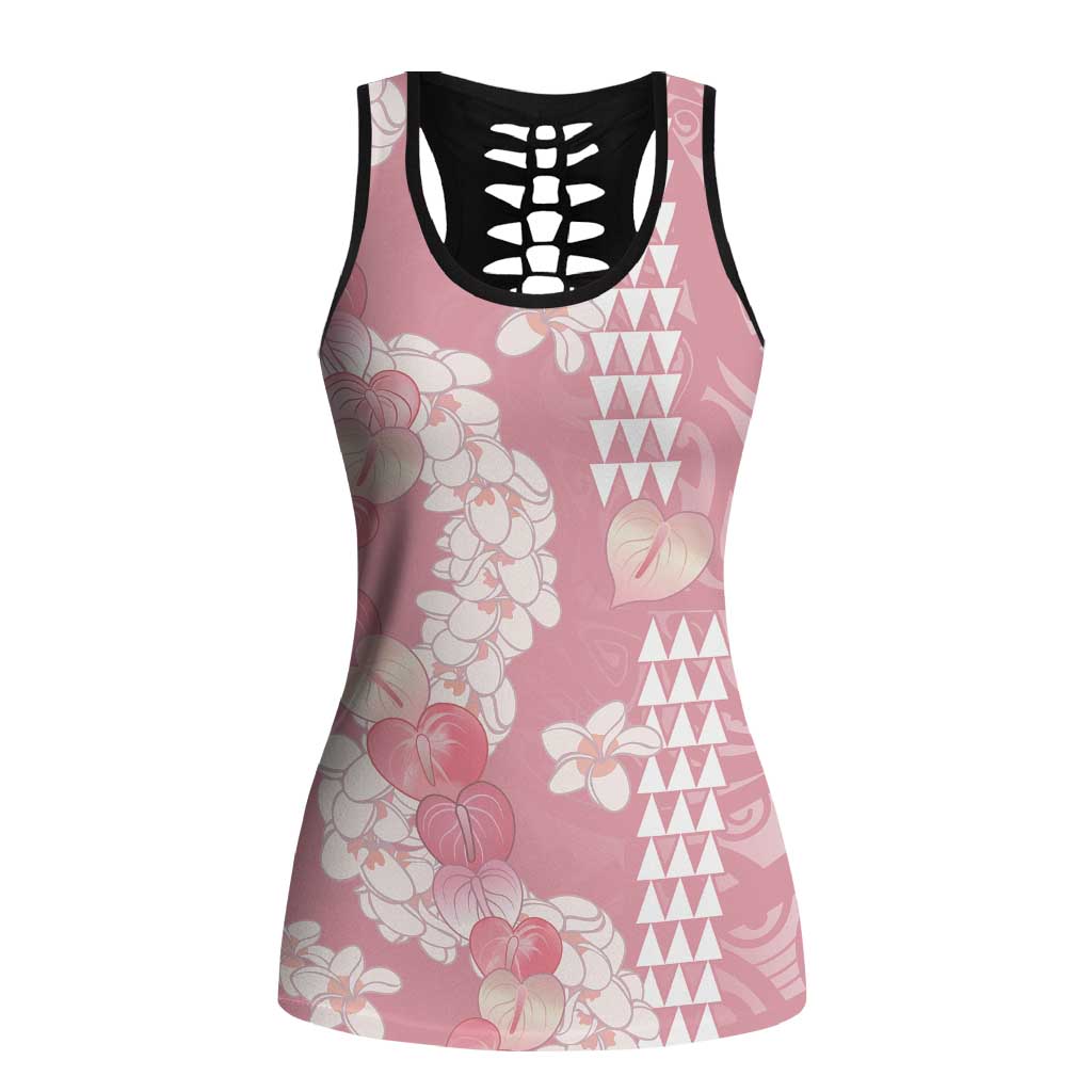 anthurium lei Soft Pink Hawaii Anthurium Plumeria Lei Hollow Tank Top