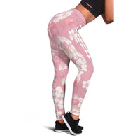 Soft Pink Hawaii Anthurium Plumeria Lei Leggings LT9 - Polynesian Pride