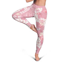 Soft Pink Hawaii Anthurium Plumeria Lei Leggings LT9 - Polynesian Pride