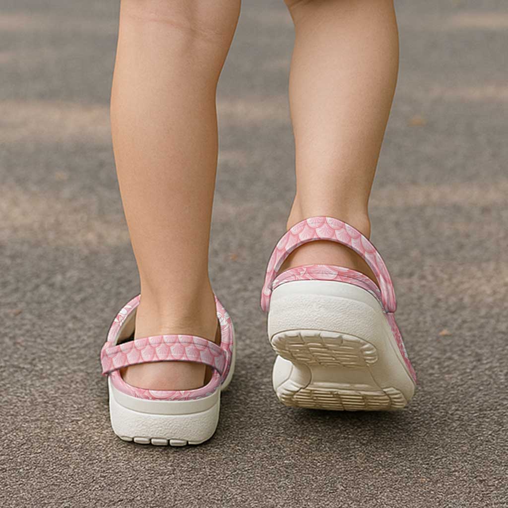 Soft Pink Mermaid Puakenikeni Maile Lei Clogs Shoes LT01 - Polynesian Pride