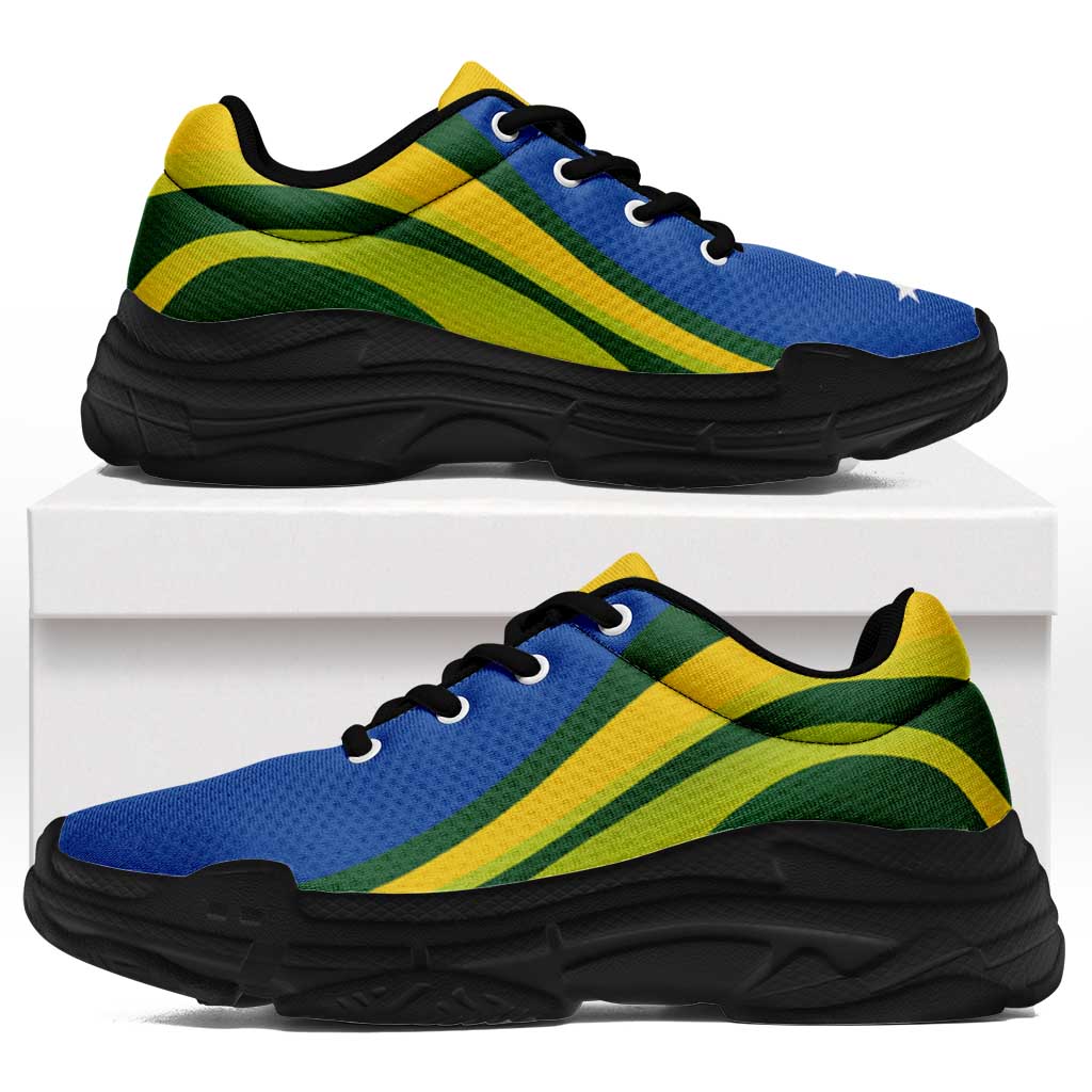 Solomon Islands Chunky Sneakers Flag-Inspired Curve Style
