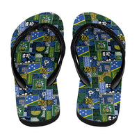 Solomon Islands Meri Kirihimete Flip Flops Pacific Patchwork Xmas Vibes - Polynesian Pride