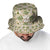 Squares Maile Leaf Bucket Hat Beige Palaka Hawaiian Quilt Pattern - Polynesian Pride