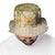 Squares Puakenikeni and Kalo Bucket Hat Beige Palaka Hawaiian Quilt Pattern - Polynesian Pride