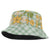 Squares Puakenikeni and Kalo Bucket Hat Turquoise Palaka Hawaiian Quilt Pattern - Polynesian Pride