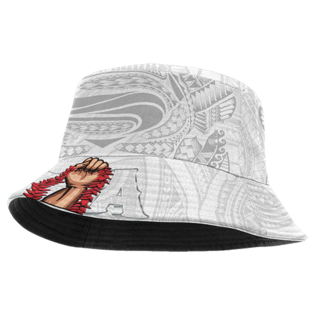 Super Samoa-Six Eight Five to The World Bucket Hat Traditional Samoan Tattoo All White LT03 One Size White - Polynesian Pride