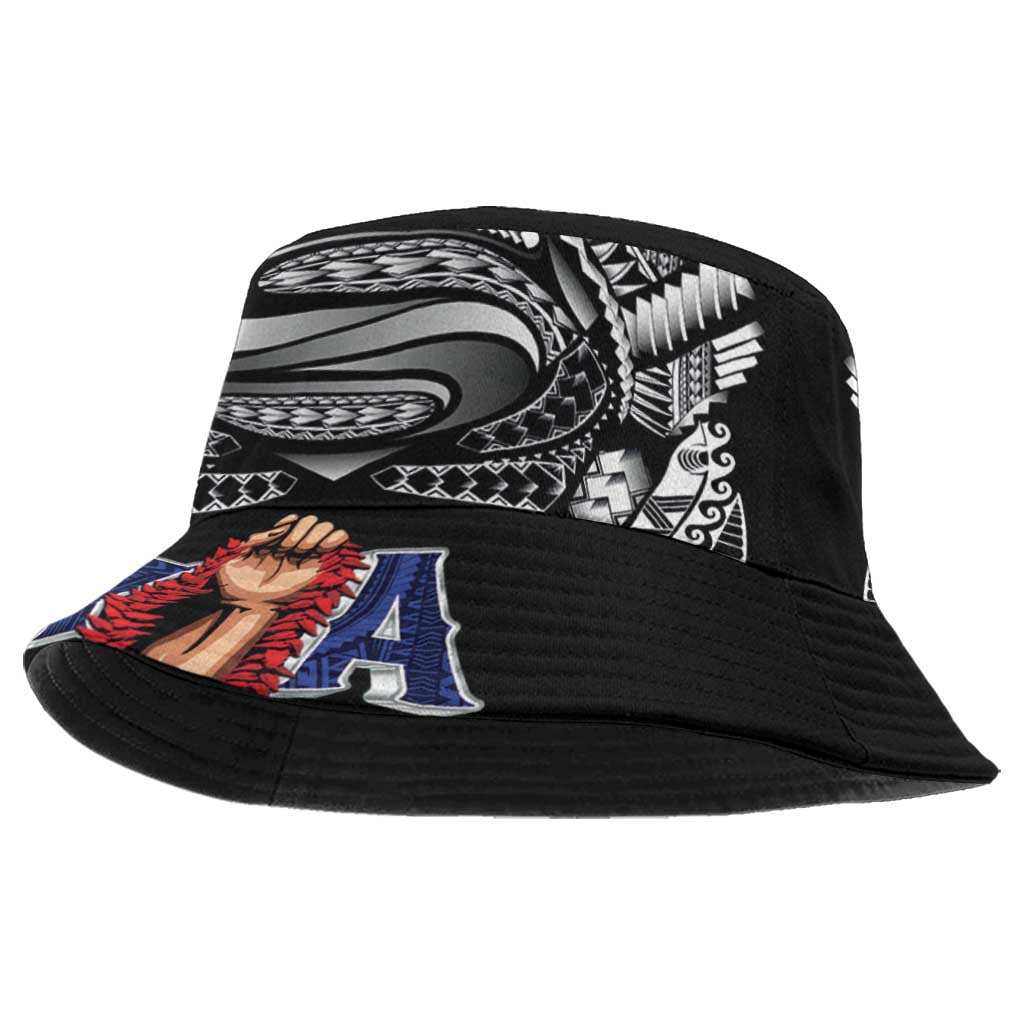 Super Samoa-Six Eight Five to The World Bucket Hat Traditional Samoan Tattoo Black Color LT03 One Size Black - Polynesian Pride