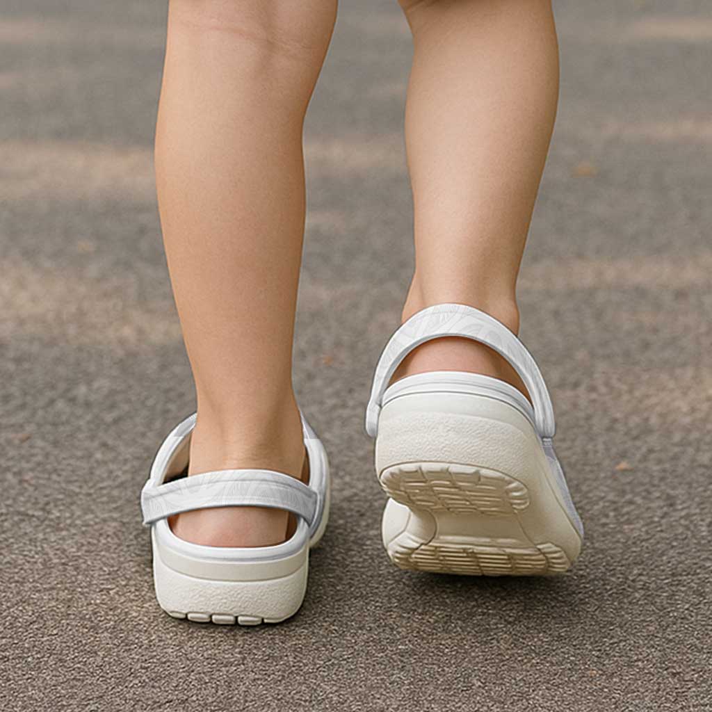 Super Samoa-Six Eight Five to The World Clogs Shoes Traditional Samoan Tattoo All White