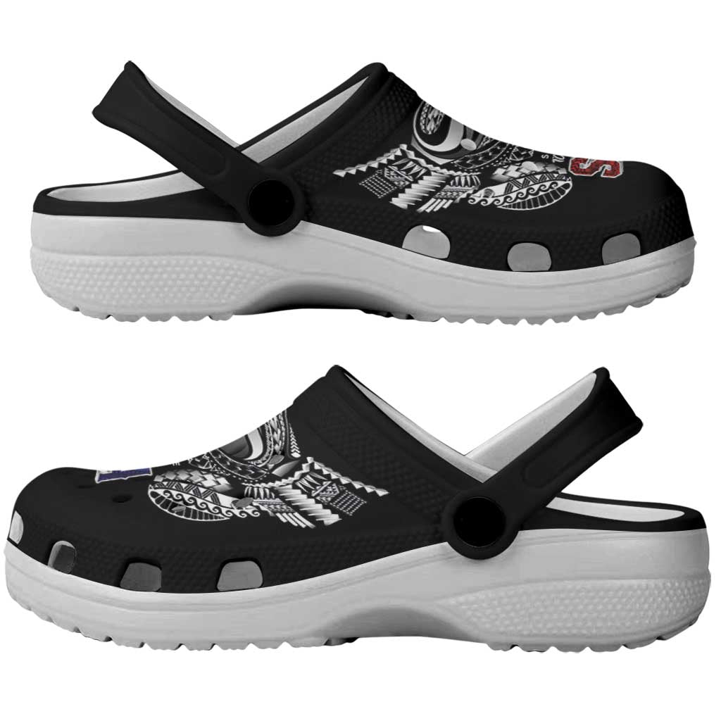 Super Samoa-Six Eight Five to The World Clogs Shoes Traditional Samoan Tattoo Black Color LT03 - Polynesian Pride
