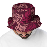 Sweet Pink Monstera Bucket Hat Polynesian Tribal Pattern - Polynesian Pride
