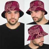 Sweet Pink Monstera Bucket Hat Polynesian Tribal Pattern - Polynesian Pride