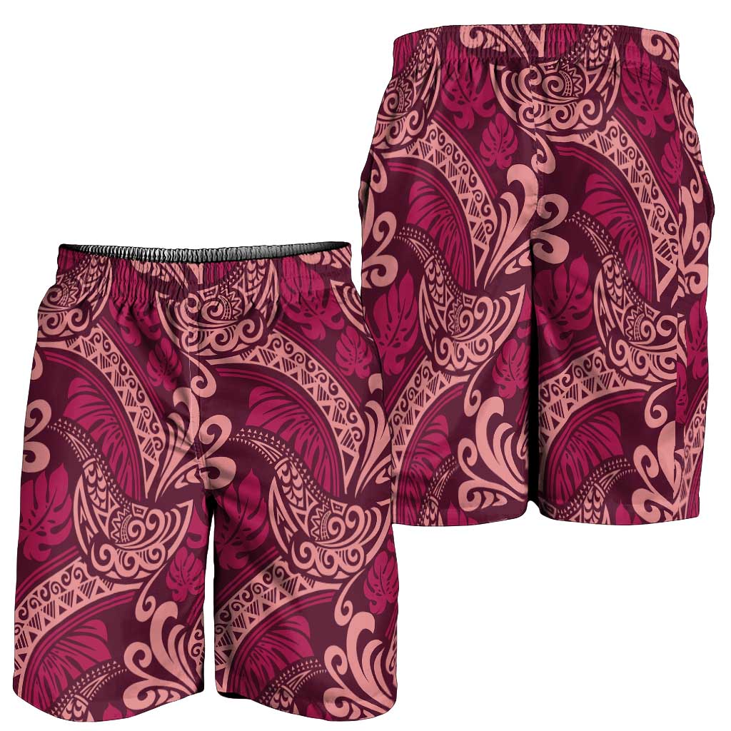 Sweet Pink Monstera Shorts for Men Polynesian Tribal Pattern - Polynesian Pride