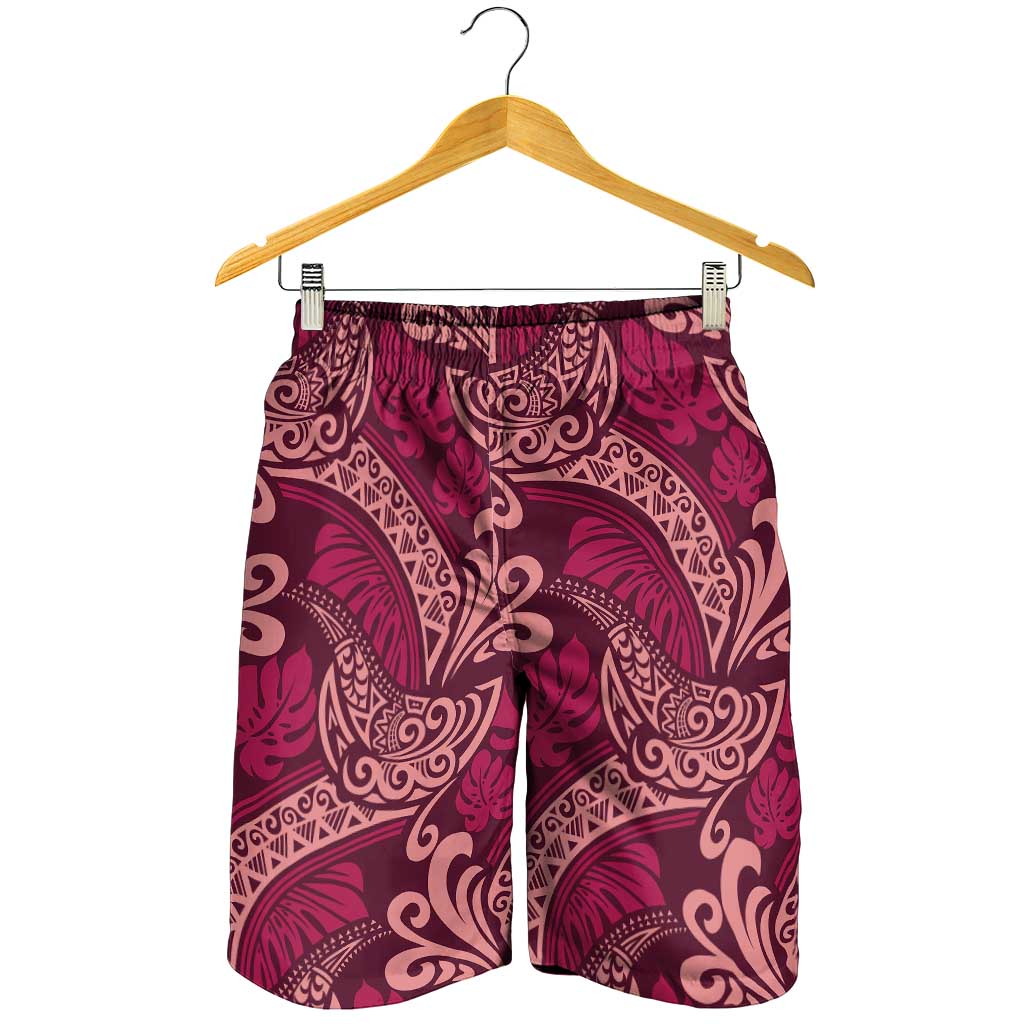 Sweet Pink Monstera Shorts for Men Polynesian Tribal Pattern - Polynesian Pride