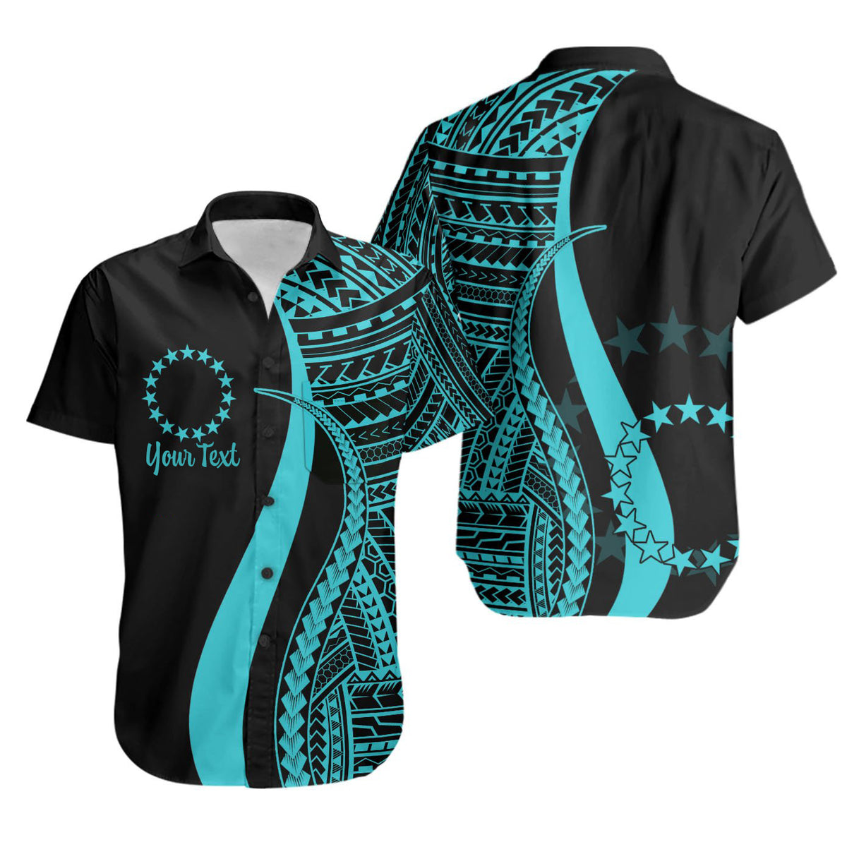 Personalised Cook Islands Short Sleeve Shirts - Turquoise Polynesian Tentacle Tribal Pattern RLT14 Unisex Turquoise - Polynesian Pride