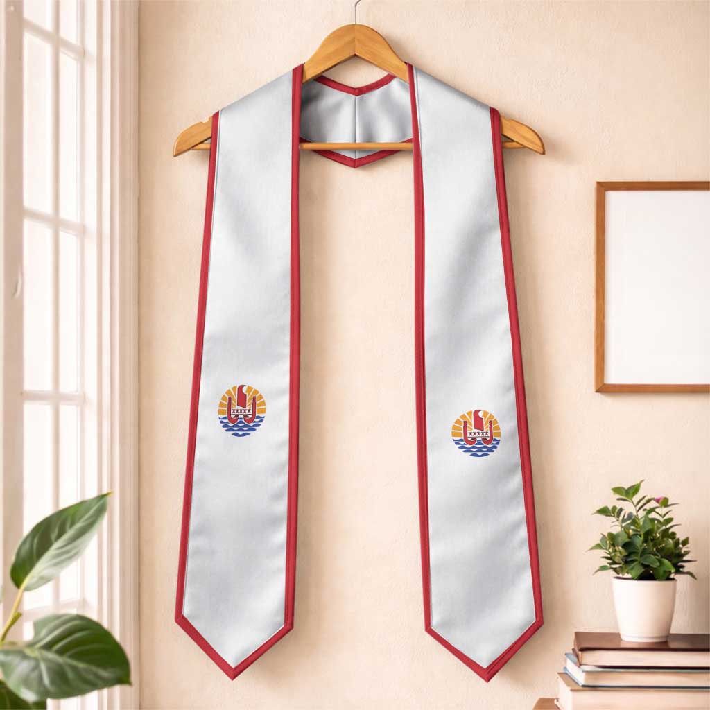 Tahiti Graduation Stole Flag Style LT05 One Size White - Polynesian Pride