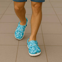 Tahiti Ninamu Tiare Floral Clogs Shoes Monstera Palm Tropical Leaves - Polynesian Pride