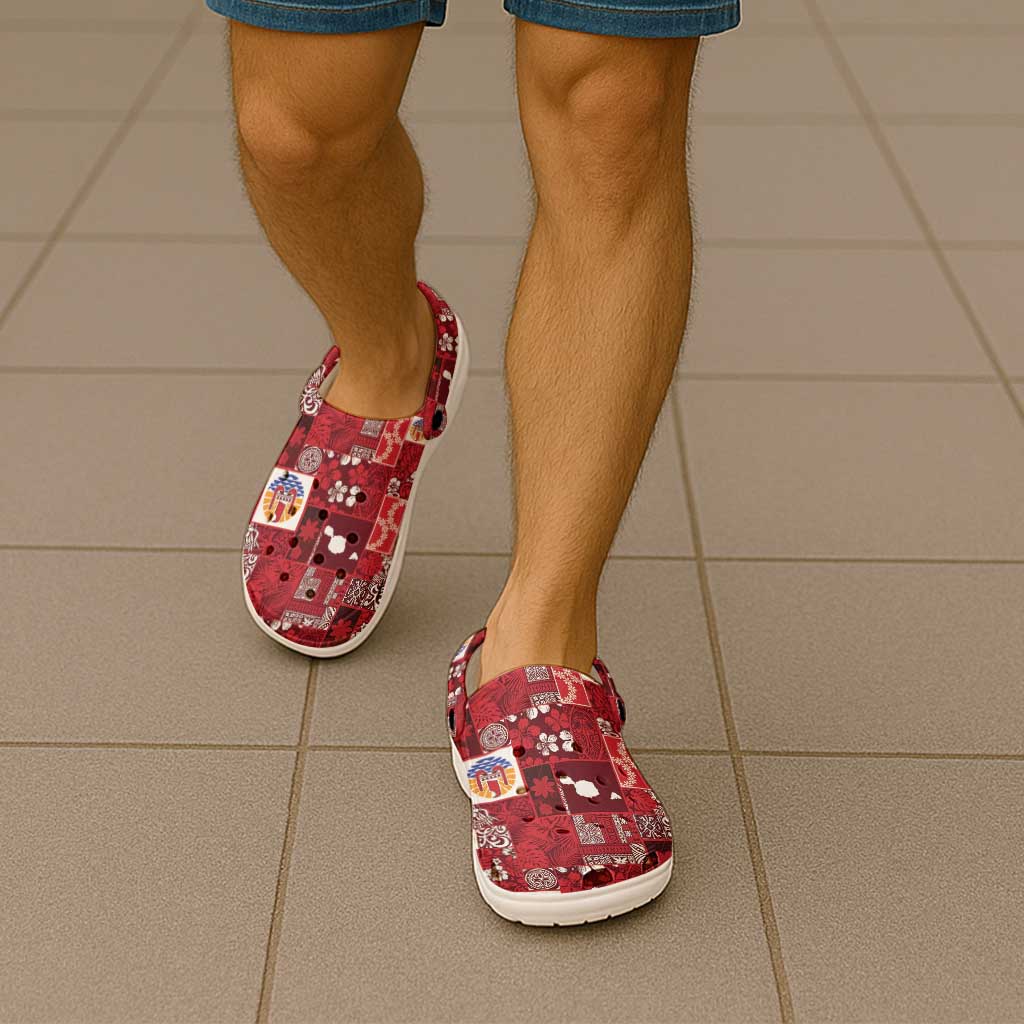 Tahiti Oaoa I Teie Noera Clogs Shoes Pacific Patchwork Xmas Vibes - Polynesian Pride