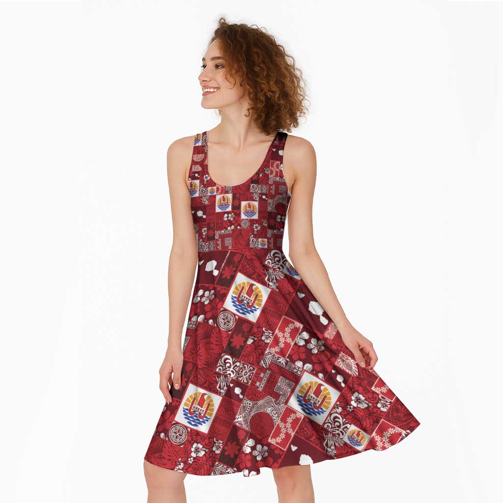 Tahiti Oaoa I Teie Noera Midi Dress Pacific Patchwork Xmas Vibes - Polynesian Pride