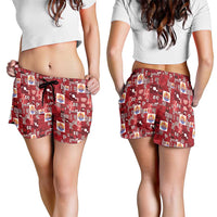 Tahiti Oaoa I Teie Noera Shorts for Women Pacific Patchwork Xmas Vibes - Polynesian Pride