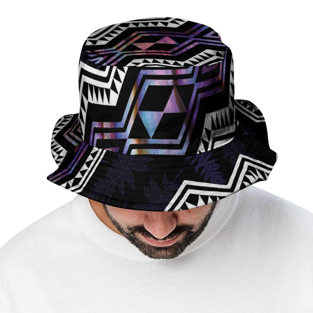 Taniko Aotearoa Mix Paua Shell Bucket Hat Niho Taniwha Lilac Glitter - Polynesian Pride