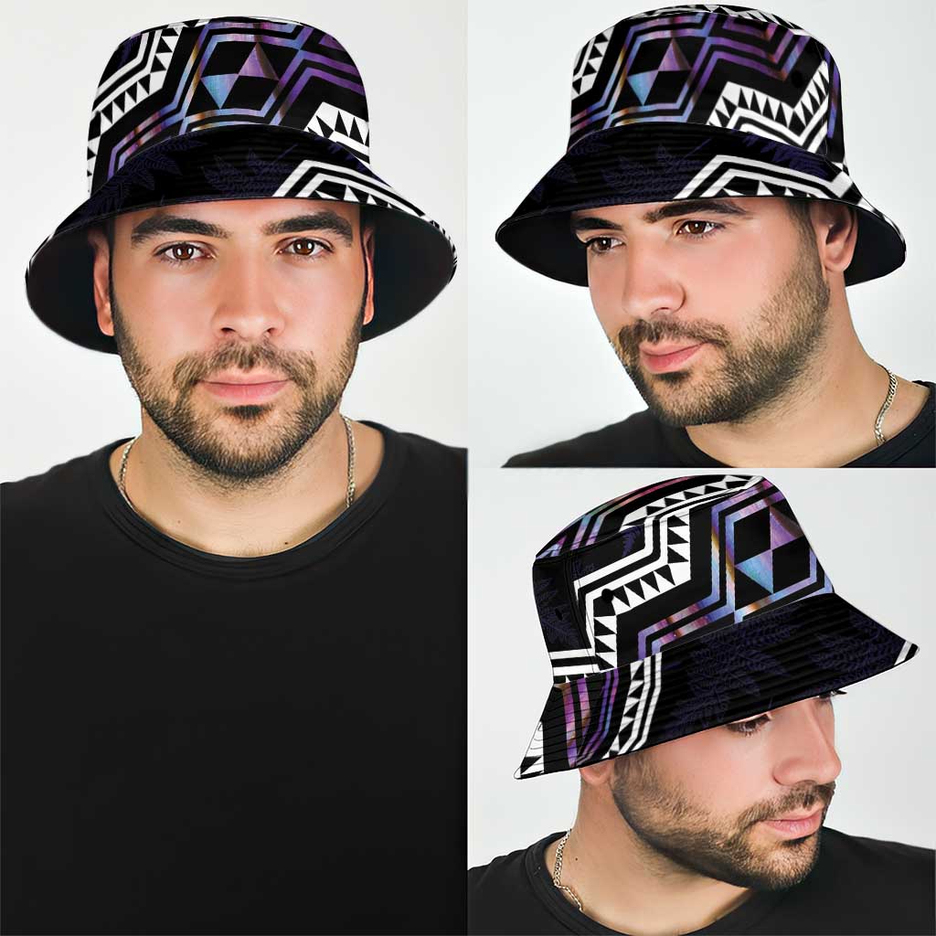 Taniko Aotearoa Mix Paua Shell Bucket Hat Niho Taniwha Lilac Glitter - Polynesian Pride