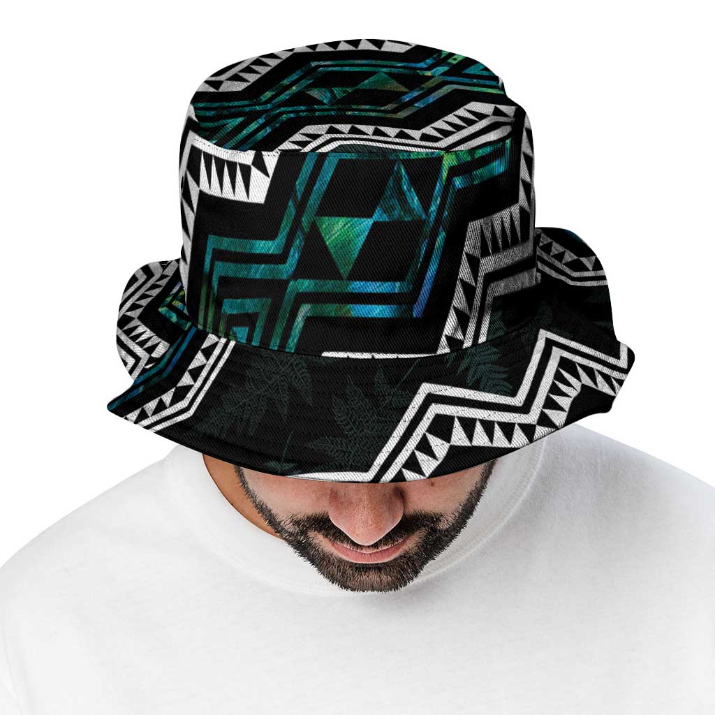 Taniko Aotearoa Mix Paua Shell Bucket Hat Niho Taniwha Turquoise Glitter - Polynesian Pride
