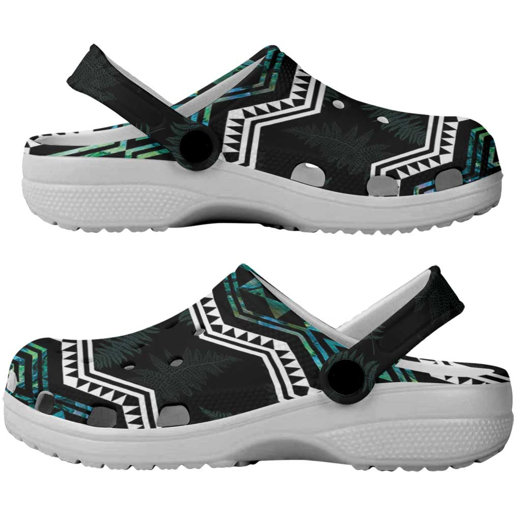 Taniko Aotearoa Mix Paua Shell Clogs Shoes Niho Taniwha Turquoise Glitter - Polynesian Pride