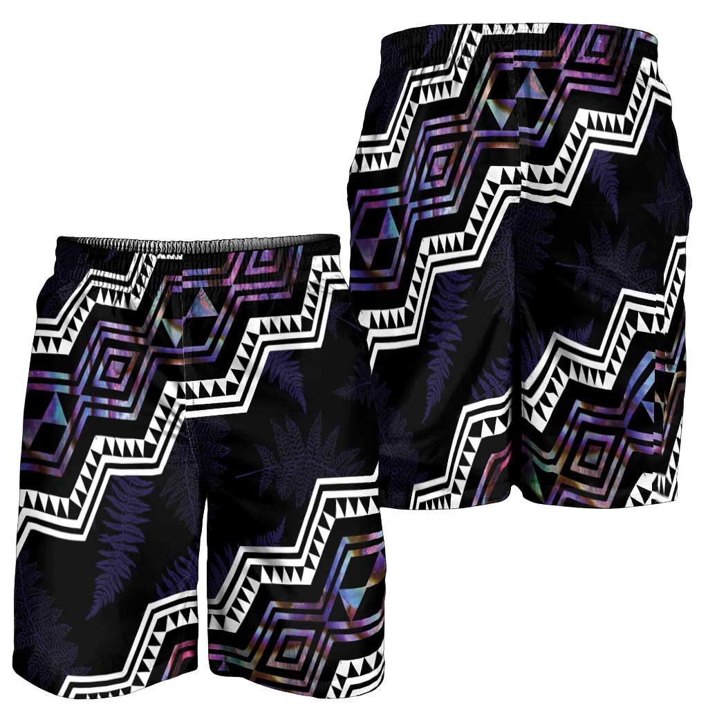 Taniko Aotearoa Mix Paua Shell Shorts for Men Niho Taniwha Lilac Glitter - Polynesian Pride