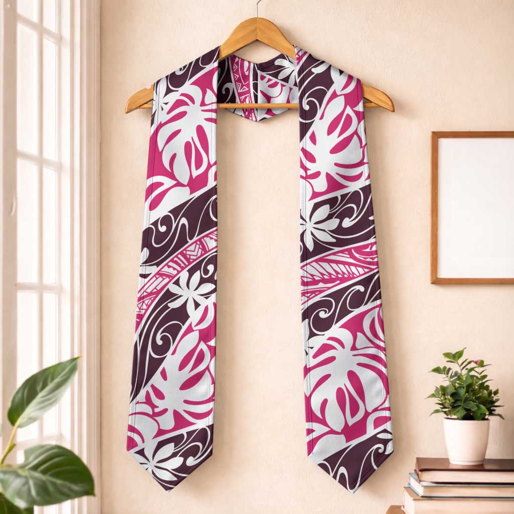 Tarona Tahiti Tiare Monstera Graduation Stole Polynesian Pattern Curve Style