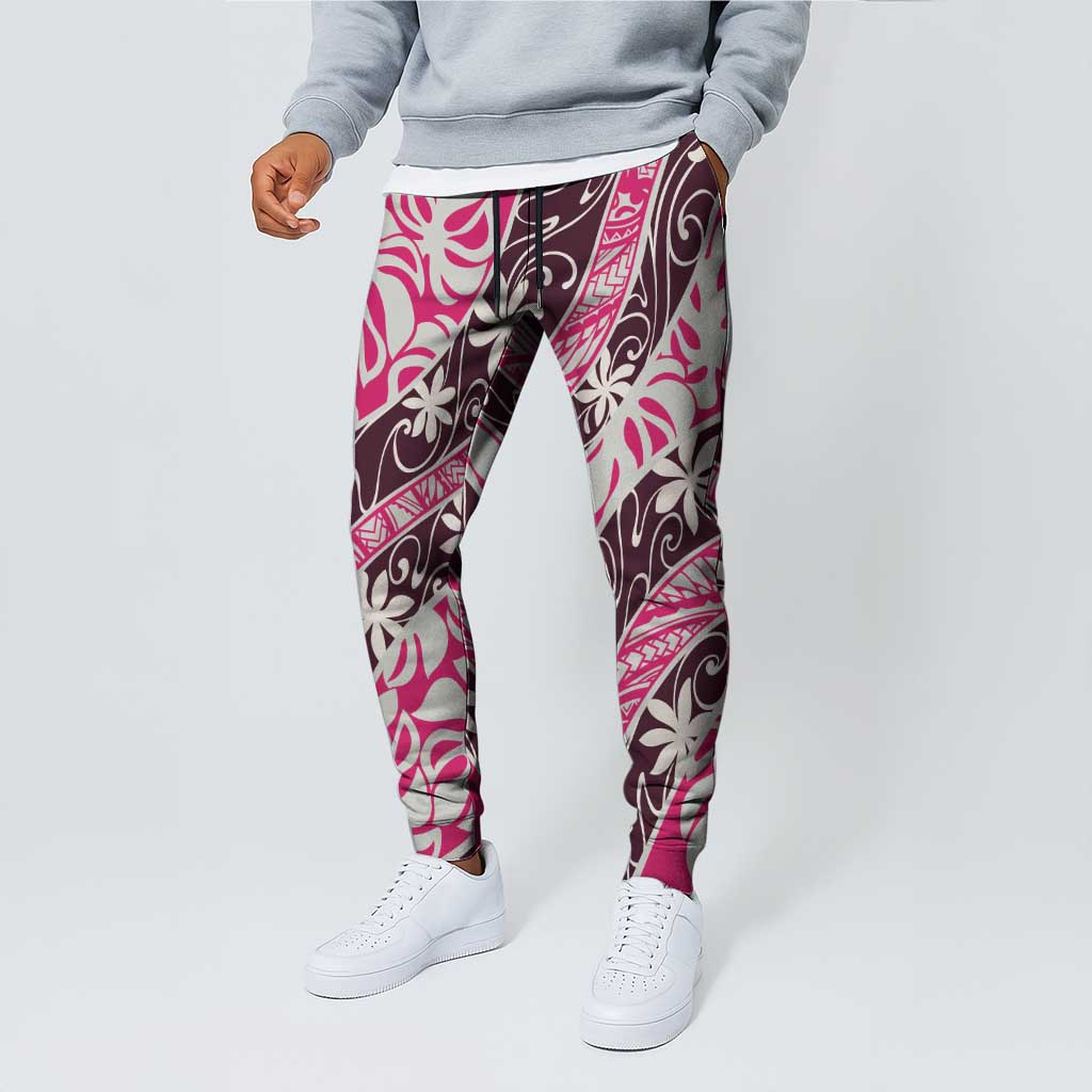 Tarona Tahiti Tiare Monstera Jogger Pants Polynesian Pattern Curve Style - Polynesian Pride