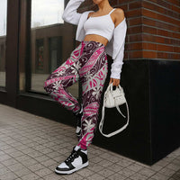 Tarona Tahiti Tiare Monstera Jogger Pants Polynesian Pattern Curve Style - Polynesian Pride