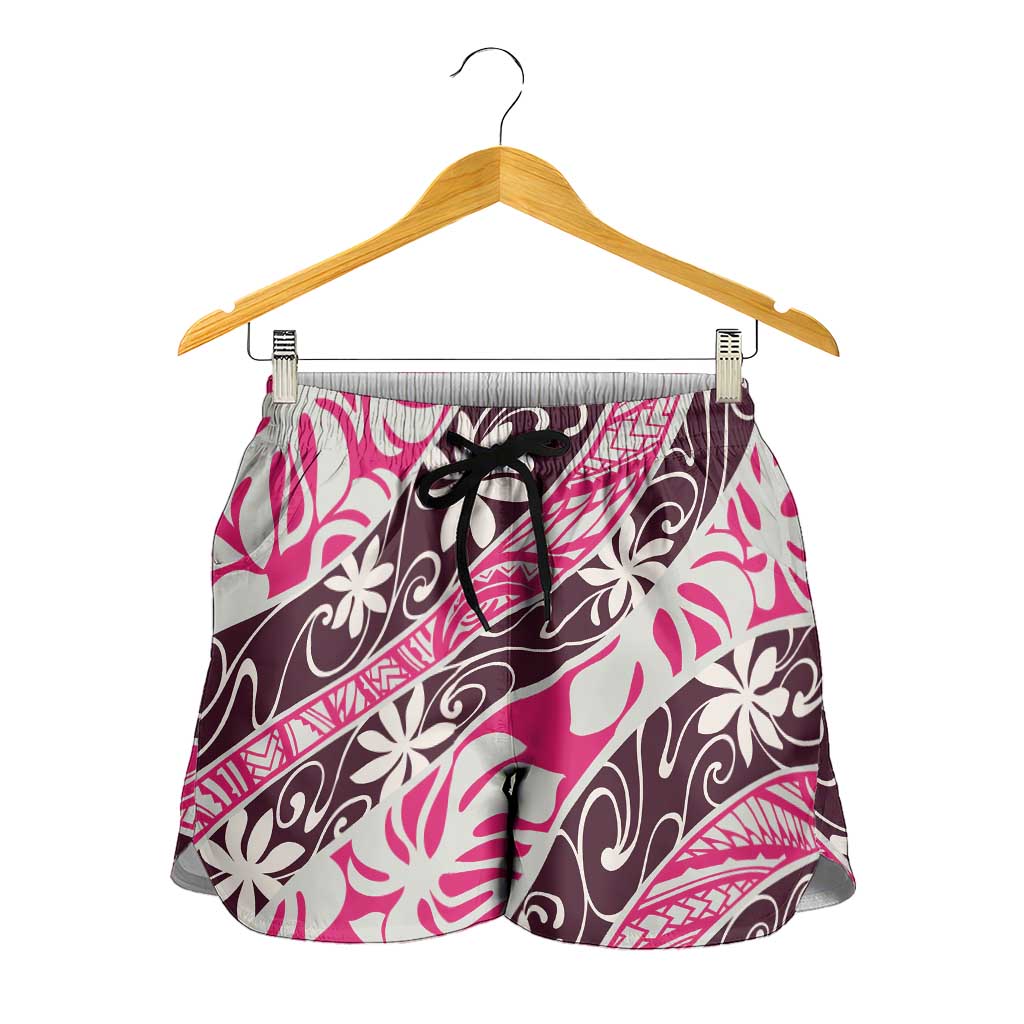 Tarona Tahiti Tiare Monstera Shorts for Women Polynesian Pattern Curve Style - Polynesian Pride