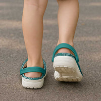 Teal Monstera Clogs Shoes Polynesian Tribal Pattern - Polynesian Pride