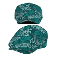 Teal Monstera Jeff Hat Polynesian Tribal Pattern - Polynesian Pride