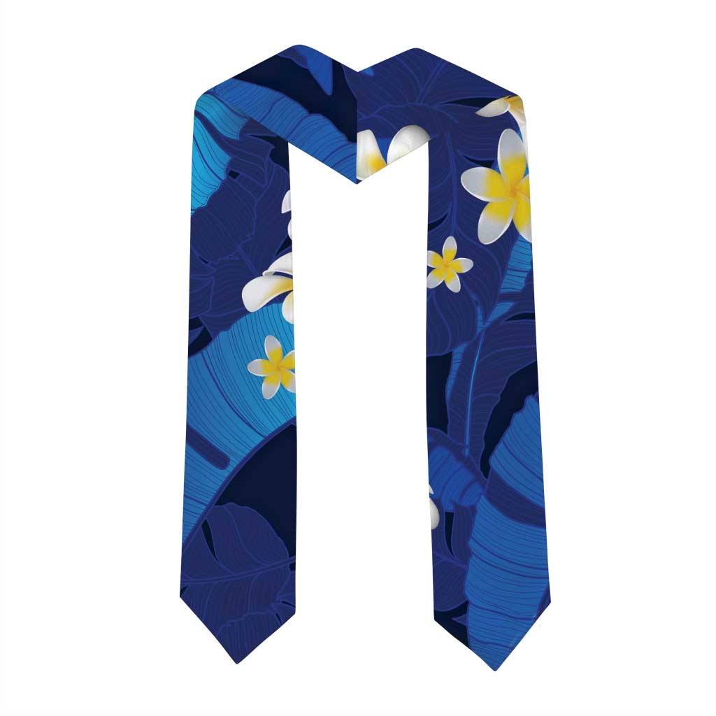 Teal Purple Banana Leaf Hawaii Graduation Stole Lau Maia Plumeria Tropical Summer Vibes