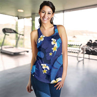 Teal Purple Banana Leaf Hawaii Women Racerback Tank Lau Maia Plumeria Tropical Summer Vibes