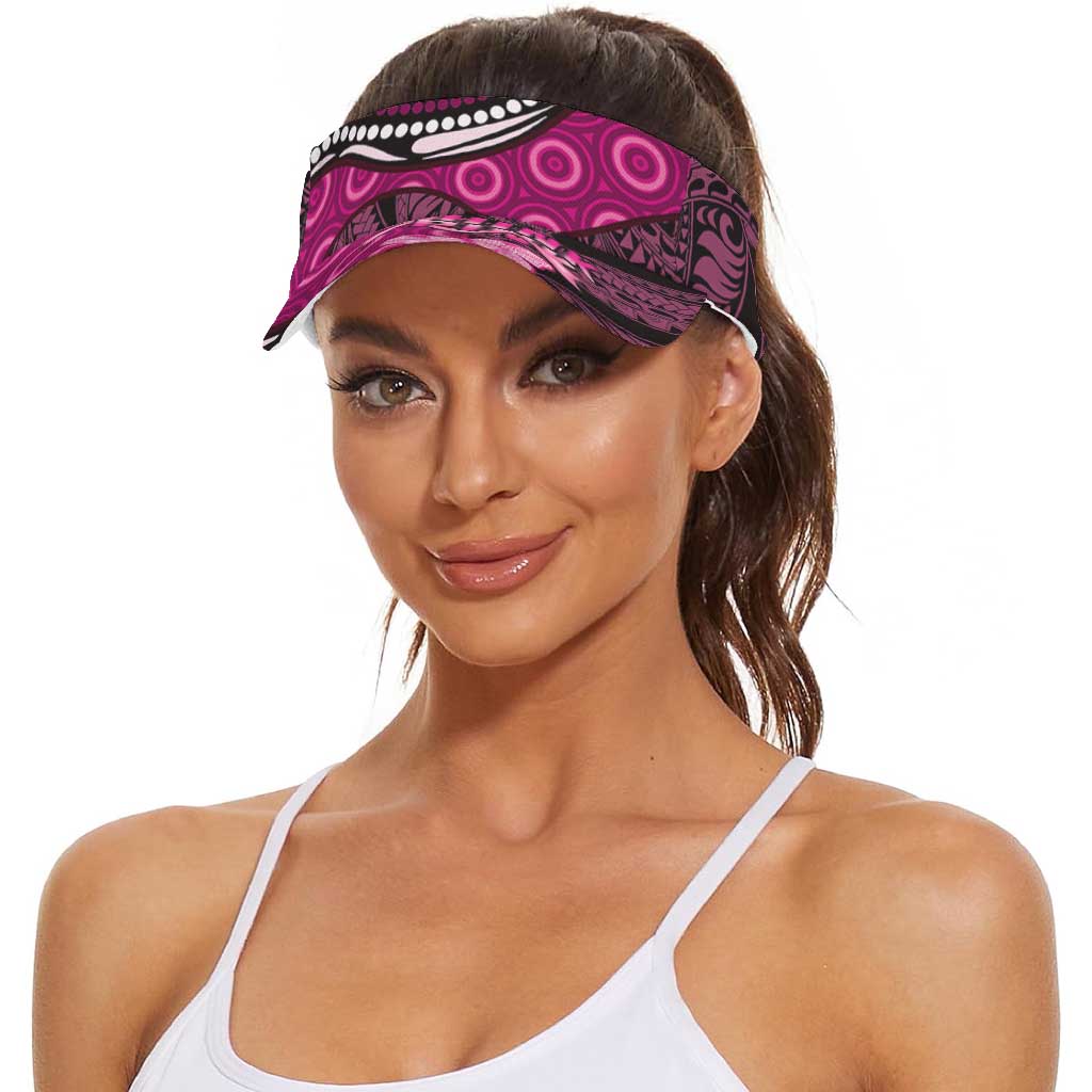 Think Pink Breast Cancer Awareness Sun Visor Cap Butterfly Aboriginal Mix Polynesian Pattern LT14 - Polynesian Pride