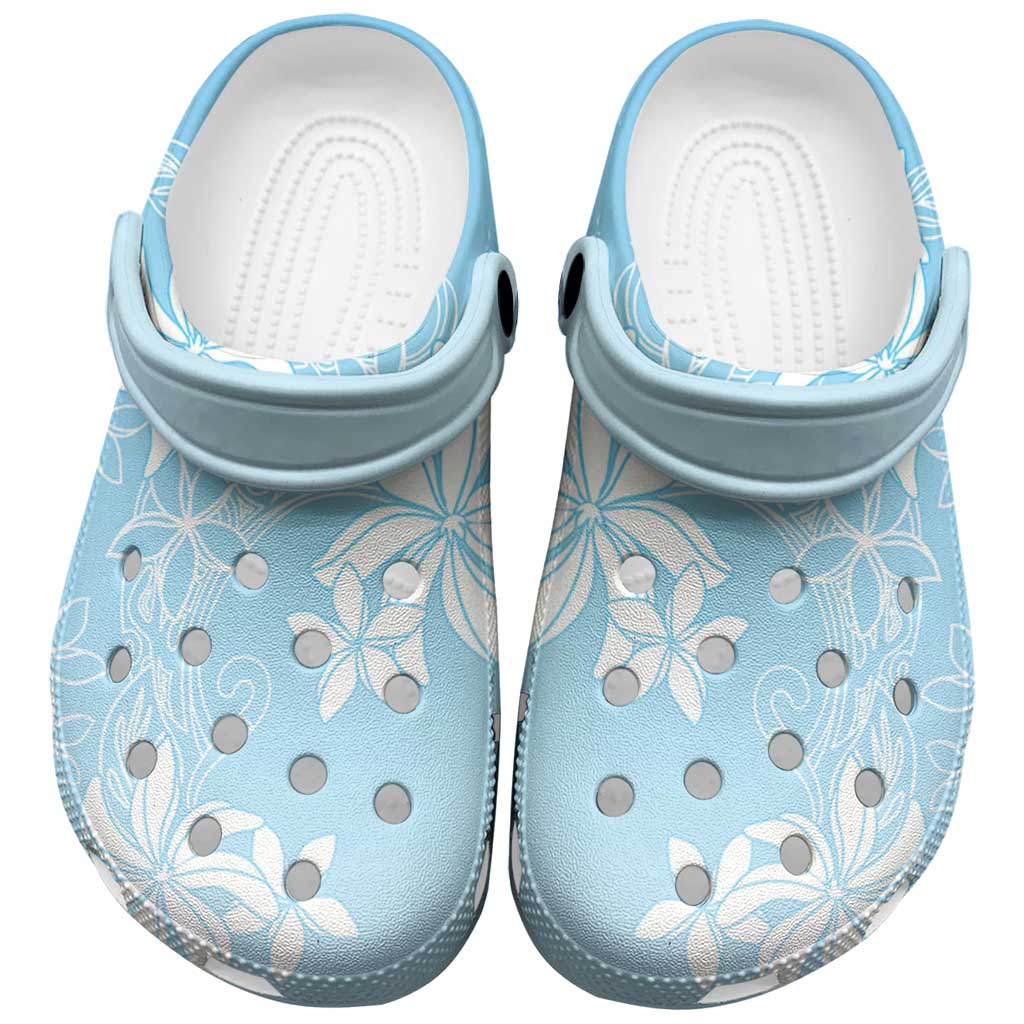 Tiare Tahiti Clogs Shoes Blue Polynesia Motifs LT05 Blue - Polynesian Pride