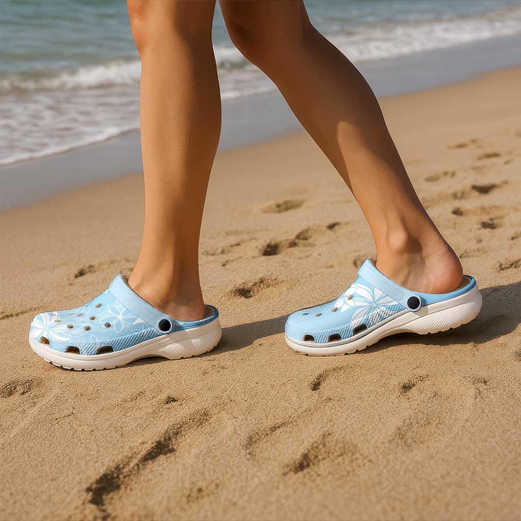 Tiare Tahiti Clogs Shoes Blue Polynesia Motifs LT05 - Polynesian Pride