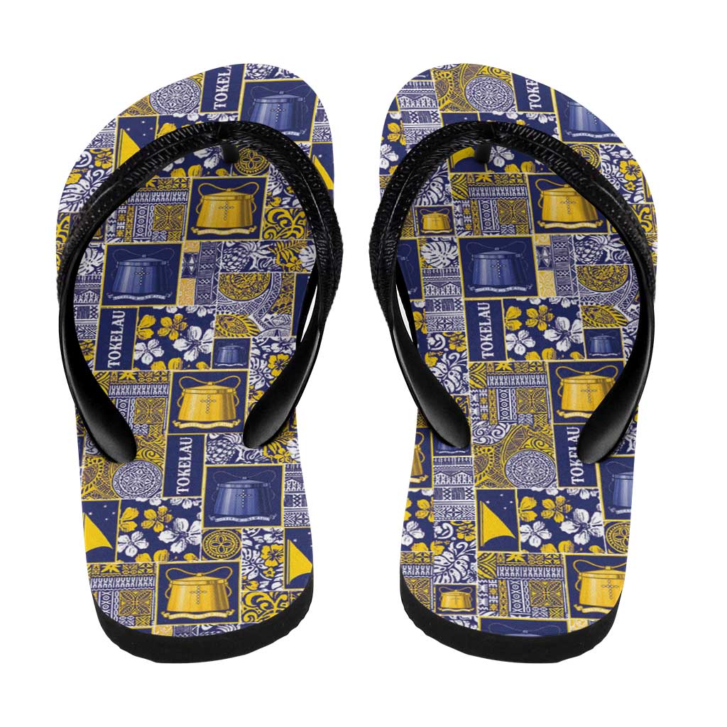 Tokelau Manuia te Kilihimahi Flip Flops Pacific Patchwork Xmas Vibes - Polynesian Pride