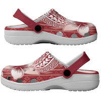 Tonga Kupesi Ngatu Clogs Shoes Vintage Red Plumeria - Polynesian Pride