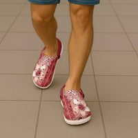 Tonga Kupesi Ngatu Clogs Shoes Vintage Red Plumeria - Polynesian Pride