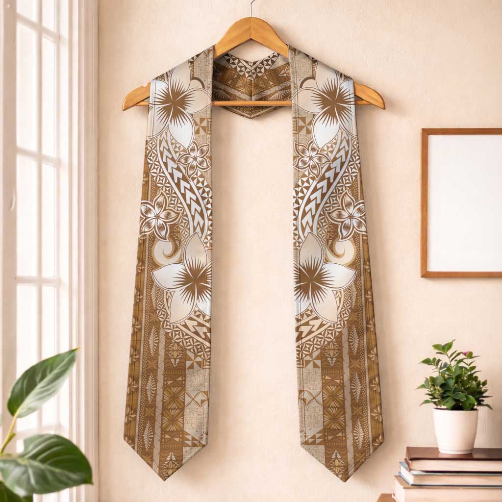 Tonga Kupesi Ngatu Graduation Stole Vintage Brown Plumeria