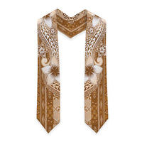 Tonga Kupesi Ngatu Graduation Stole Vintage Brown Plumeria LT05 - Polynesian Pride