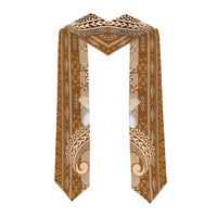 Tonga Kupesi Ngatu Graduation Stole Vintage Brown Plumeria LT05 - Polynesian Pride