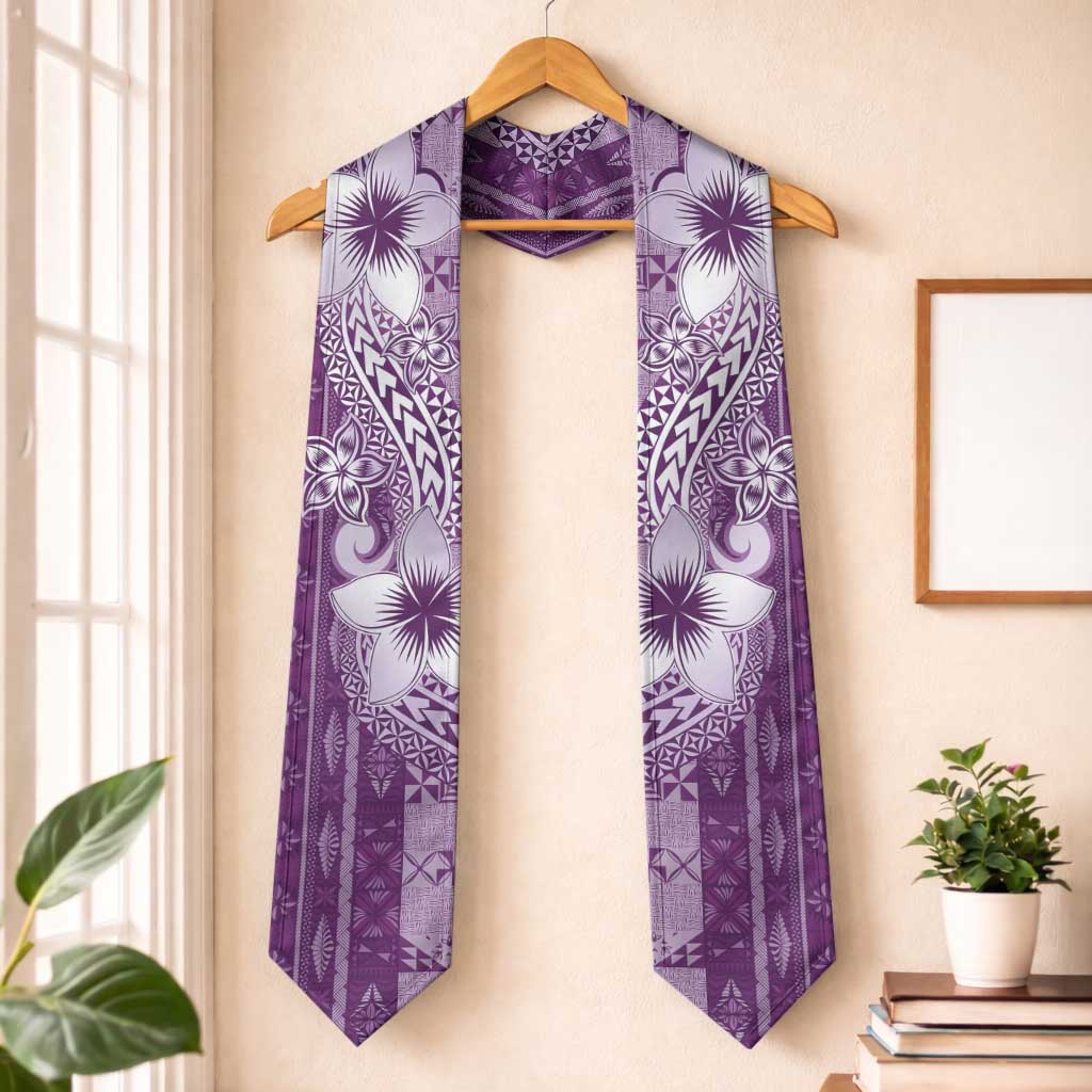 Tonga Kupesi Ngatu Graduation Stole Vintage Purple Plumeria