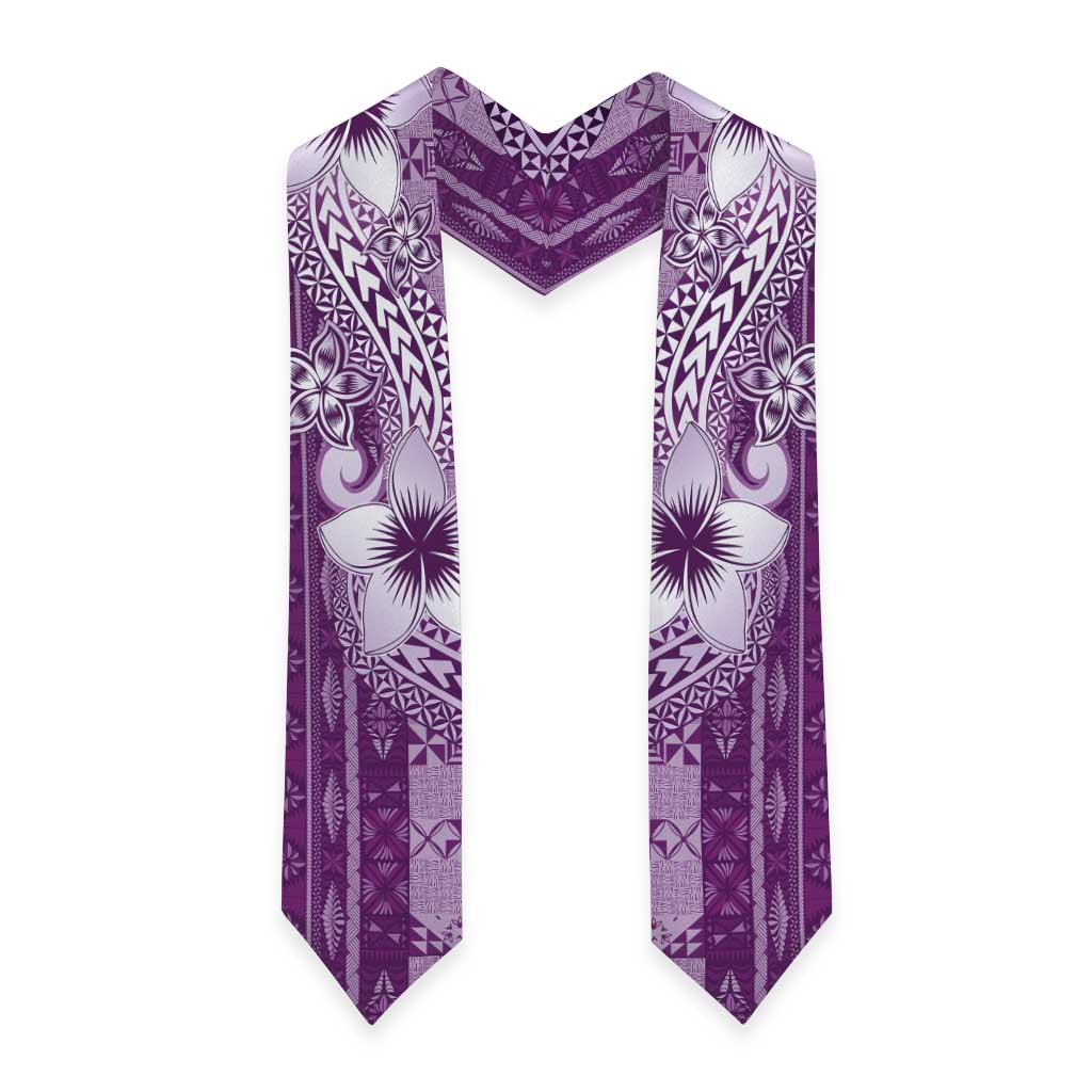 Tonga Kupesi Ngatu Graduation Stole Vintage Purple Plumeria