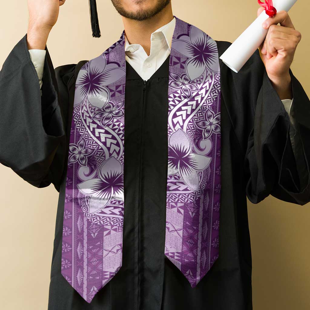 Tonga Kupesi Ngatu Graduation Stole Vintage Purple Plumeria