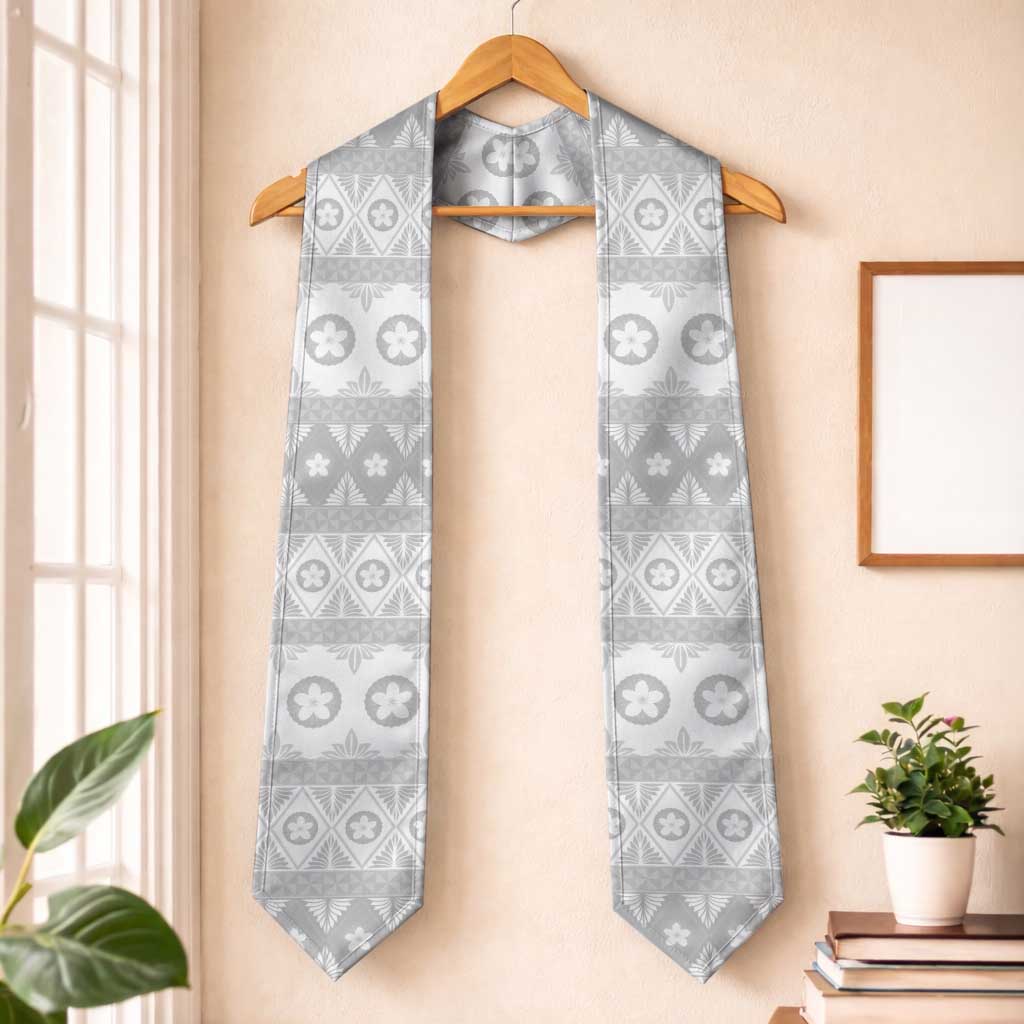 Tonga White Sunday Graduation Stole Tongan Ngatu Siale Pattern