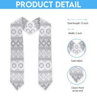 Tonga White Sunday Graduation Stole Tongan Ngatu Siale Pattern